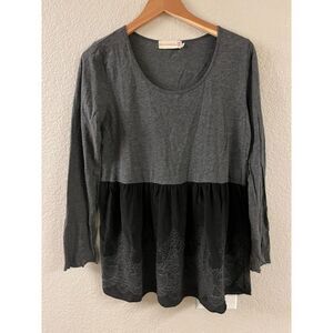 Johnny‎ Was 4 Love And Liberty Womens Tiered Long Sleeve Tee Peplum Small